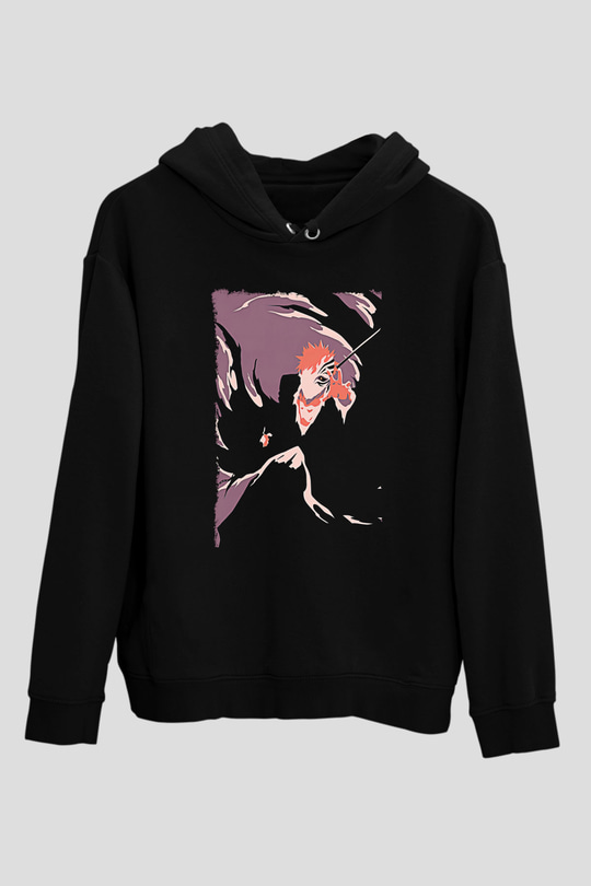 Bleach Baskılı Unisex Siyah Hoodie