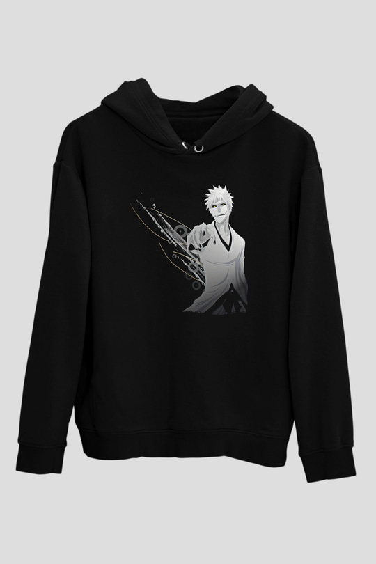 Bleach Baskılı Unisex Siyah Hoodie