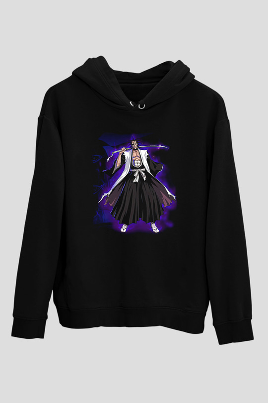 Bleach Baskılı Unisex Siyah Hoodie