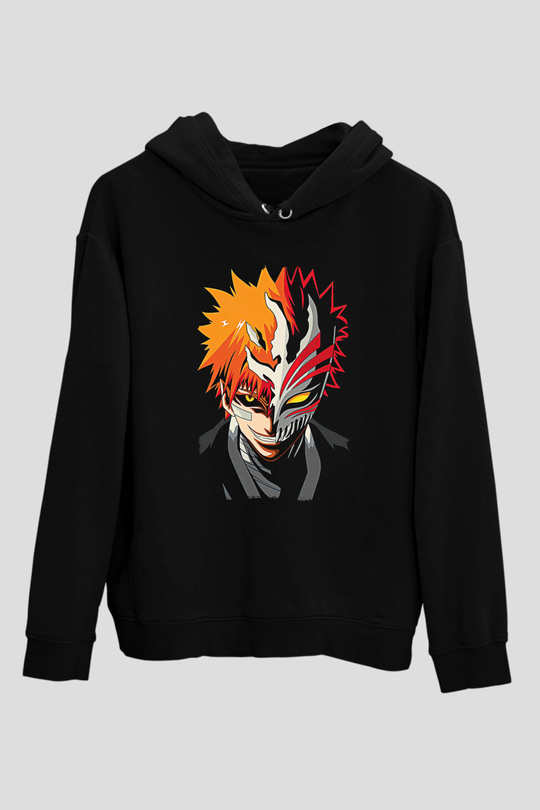 Bleach Baskılı Unisex Siyah Hoodie