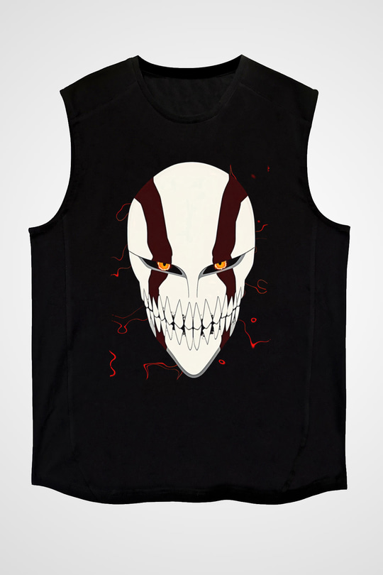 Bleach Baskılı Unisex Siyah Kolsuz Tişört - Tshirt