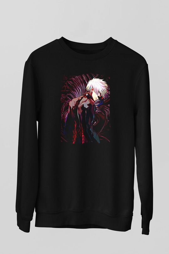 Bleach Baskılı Unisex Siyah Sweatshirt