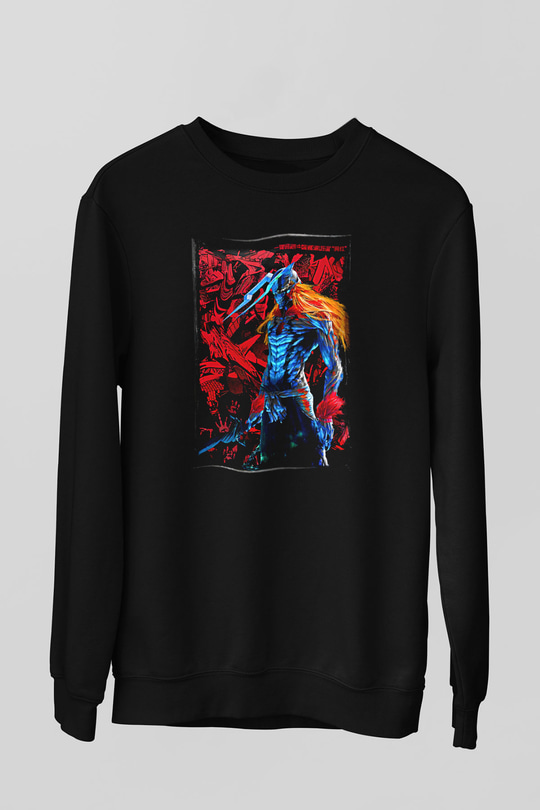 Bleach Baskılı Unisex Siyah Sweatshirt