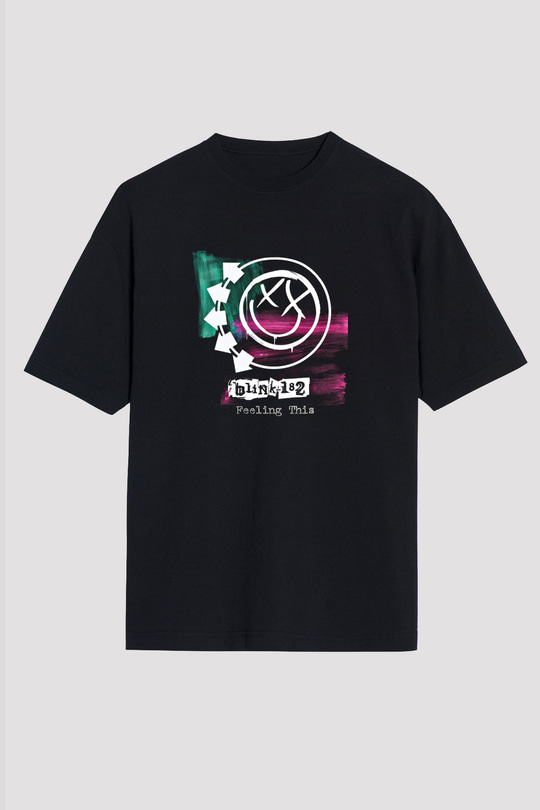Blink-182 Baskılı Unisex Siyah Oversize Tişört