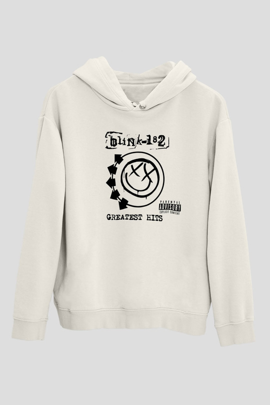 Blink 182 Beyaz Unisex Kapşonlu Sweatshirt