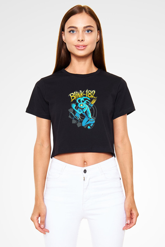 Blink 182 Siyah Crop Top Tişört