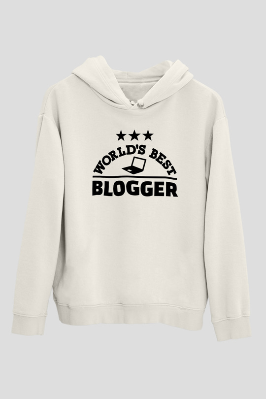 Blogger Beyaz Unisex Kapüşonlu Sweatshirt