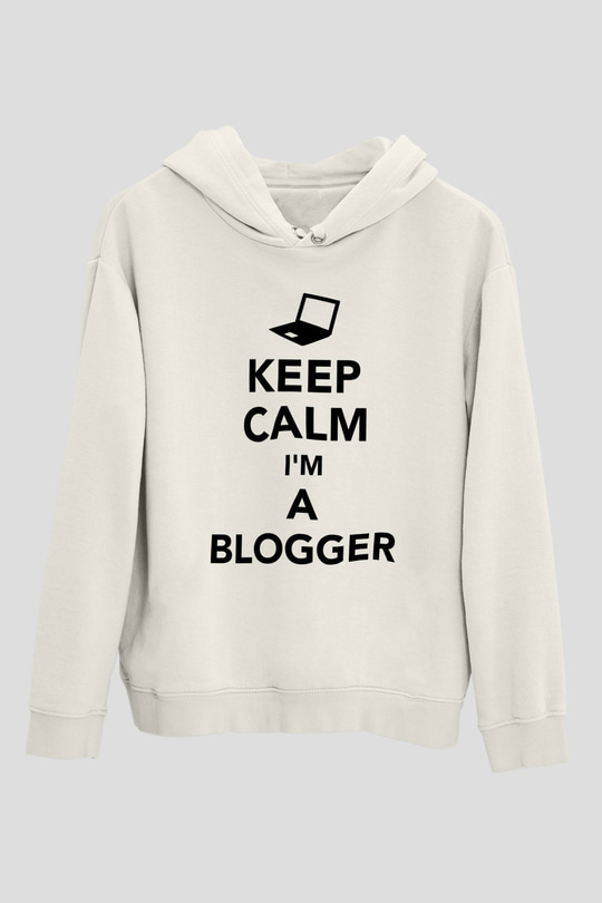 Blogger Beyaz Unisex Kapüşonlu Sweatshirt