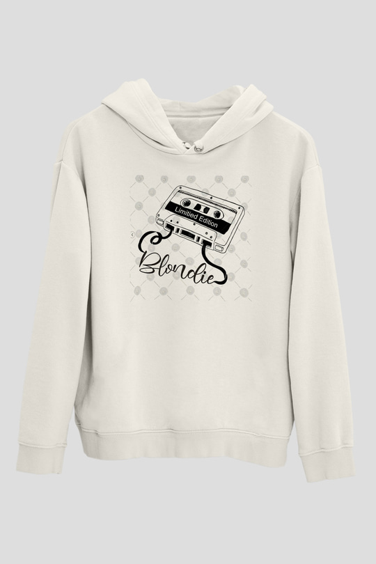 Blondie - Debbie Harry Baskılı Beyaz Unisex Kapüşonlu Sweatshirt