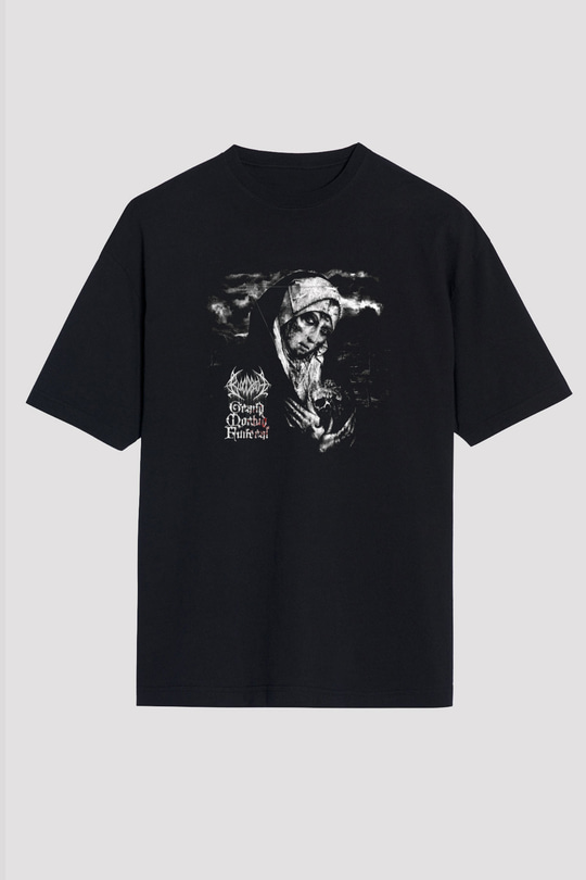 Bloodbath Baskılı Unisex Siyah Oversize Tişört