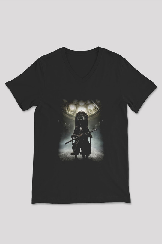 Bloodborne Siyah Unisex V Yaka Tişört T-Shirt