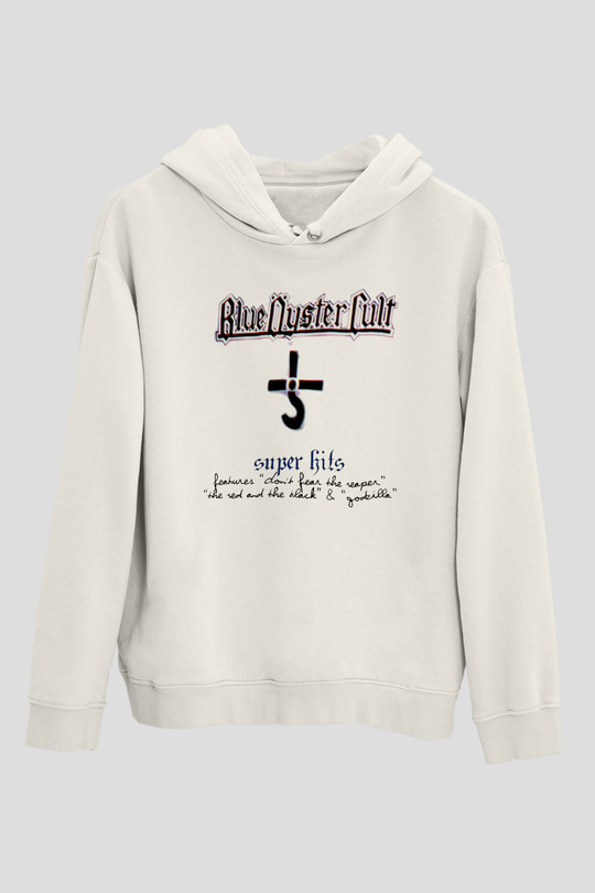 Blue Oyster Cult Baskılı Beyaz Unisex Kapüşonlu Sweatshirt