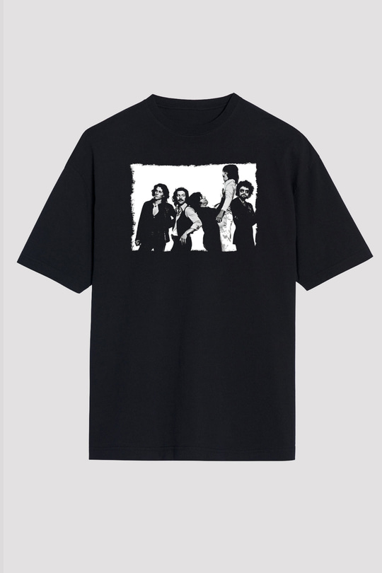 Blue Oyster Cult Baskılı Unisex Siyah Oversize Tişört - Tshirt
