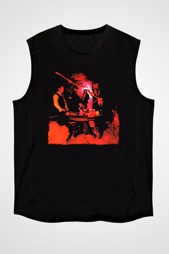 Blue Oyster Cult Baskılı Unisex Siyah Kolsuz Tişört - Tshirt