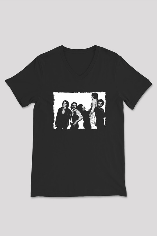 Blue Oyster Cult Baskılı Unisex Siyah V Yaka Tişört - Tshirt