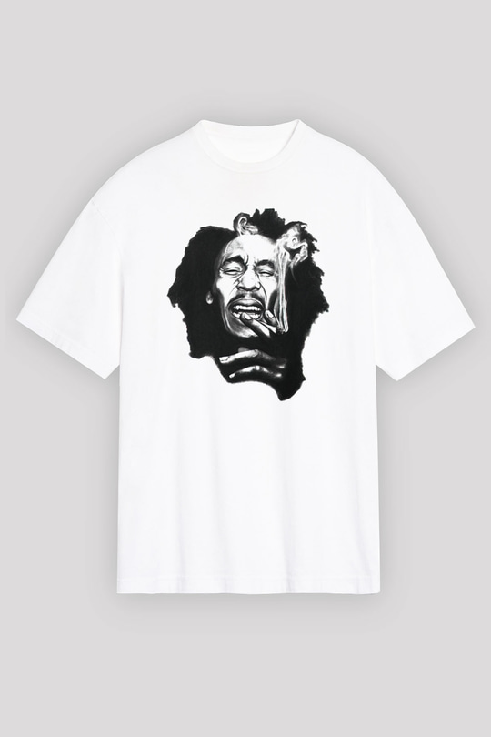 Bob Marley Beyaz Unisex Oversize Tişört T-Shirt