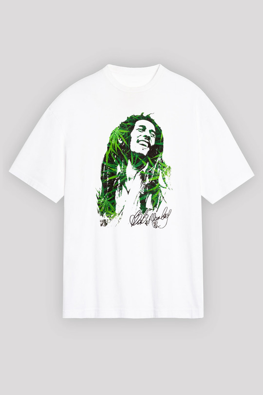 Bob Marley Beyaz Unisex Oversize Tişört T-Shirt