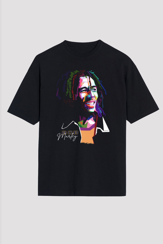 Bob Marley Siyah Unisex Tişört T-Shirt - TişörtFabrikası