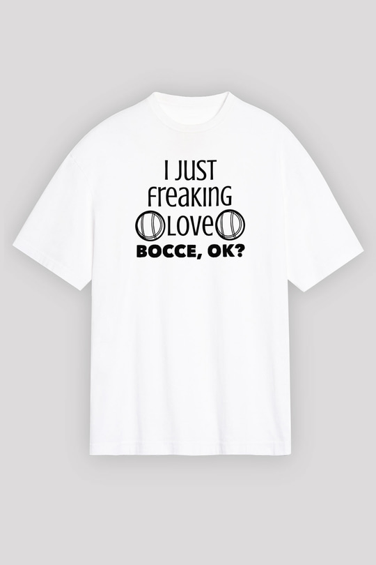 Bocce Baskılı Unisex Beyaz Oversize Tişört - Tshirt