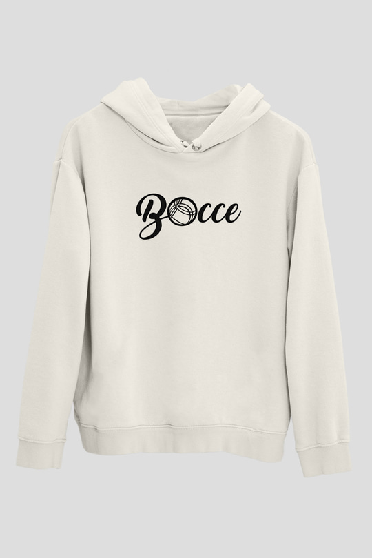 Bocce Baskılı Unisex Ekru Hoodie