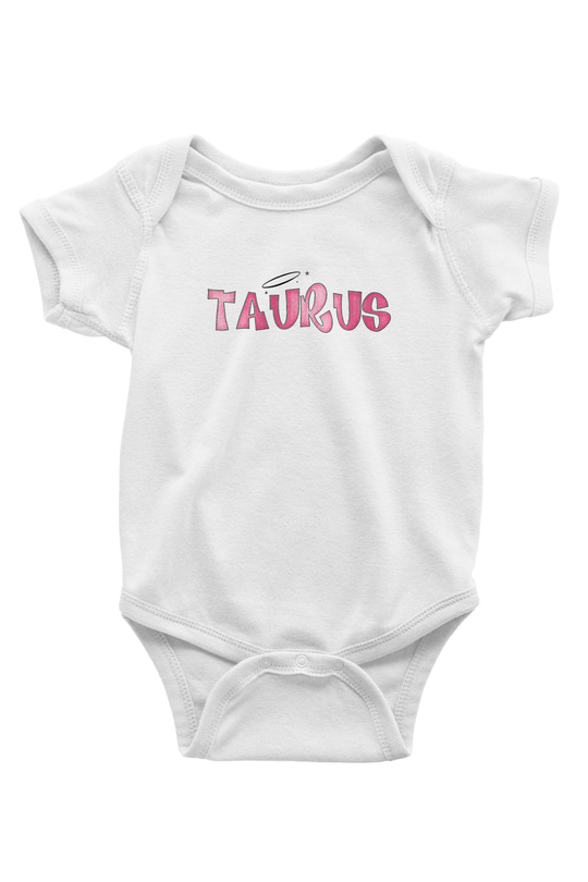 Boğa Burcu Baskılı Beyaz Unisex Bebek Body - Zıbın