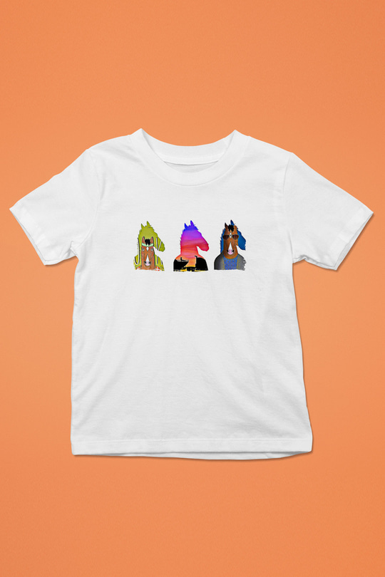 Bojack Horseman Baskılı Beyaz Unisex Beyaz Çocuk Tişört - Tshirt