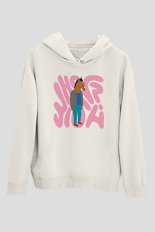 Bojack Horseman Baskılı Beyaz Unisex Hoodie