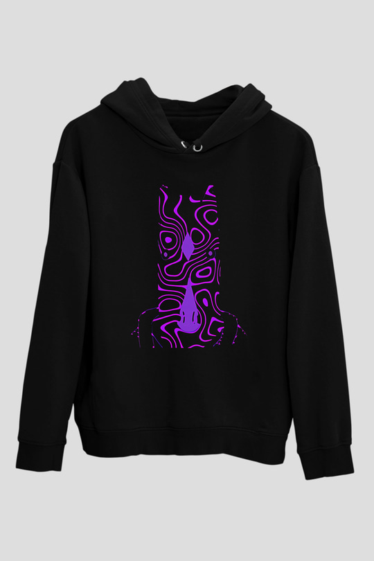 Bojack Horseman Baskılı Unisex Siyah Kapüşonlu Sweatshirt