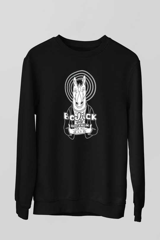 Bojack Horseman Baskılı Unisex Siyah Sweatshirt