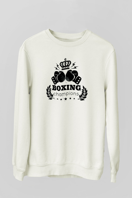 Boks Beyaz Unisex Sweatshirt