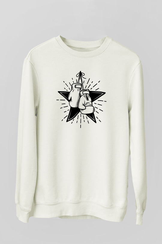 Boks Beyaz Unisex Sweatshirt