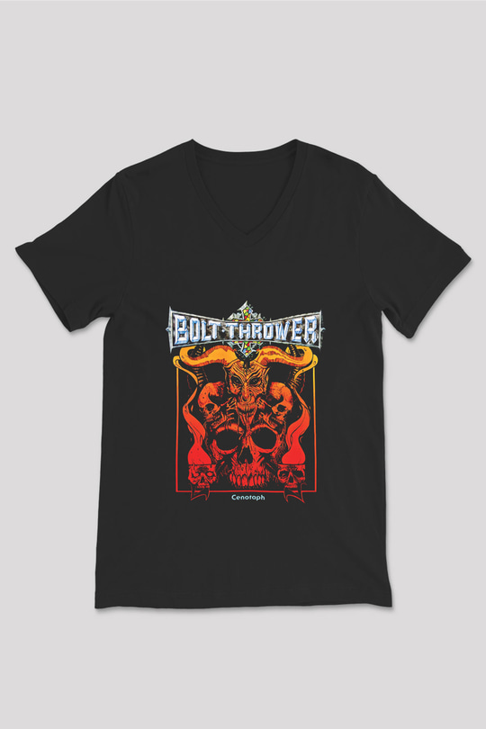 Bolt Thrower Baskılı Unisex Siyah V Yaka Tişört
