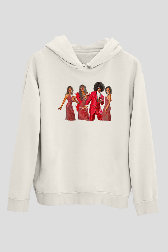 Boney M Baskılı Beyaz Unisex Kapüşonlu Sweatshirt