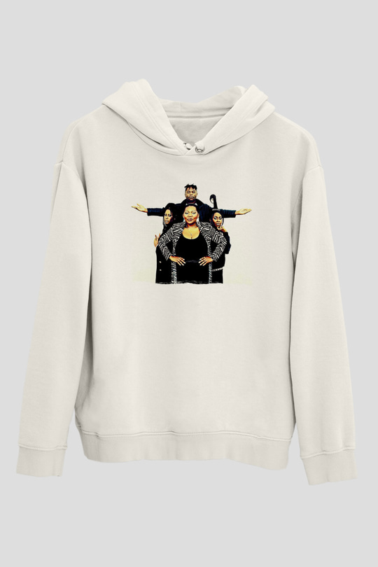 Boney M Baskılı Beyaz Unisex Kapüşonlu Sweatshirt