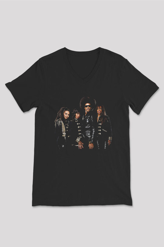 Boney M Baskılı Unisex Siyah V Yaka Tişört - Tshirt