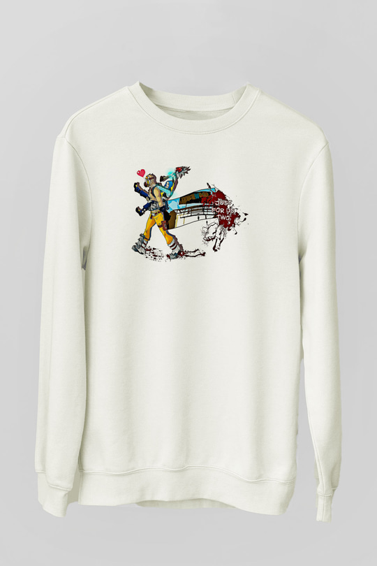 Borderlands Baskılı Beyaz Unisex Sweatshirt