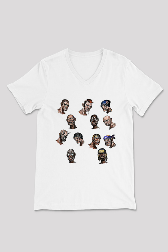 Borderlands Baskılı Beyaz Unisex V Yaka Tişört - Tshirt
