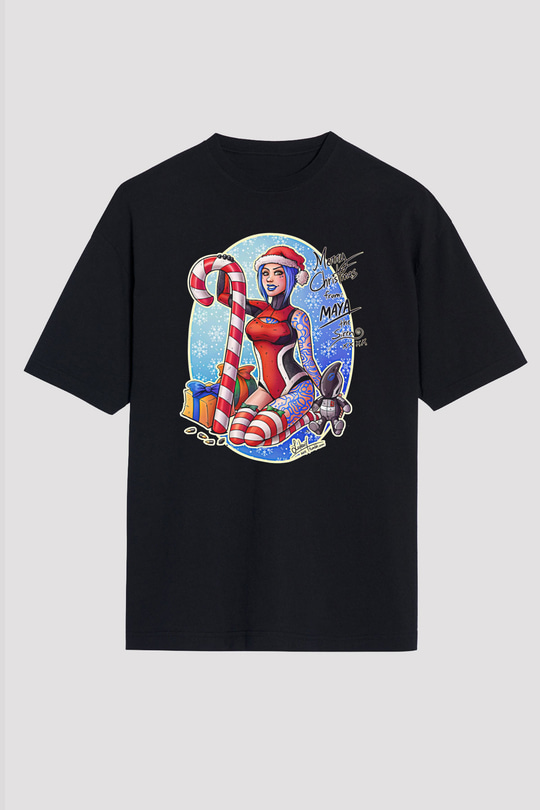 Borderlands Baskılı Unisex Siyah Oversize Tişört - Tshirt