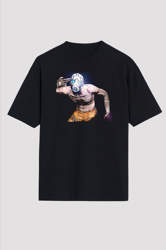 Borderlands Baskılı Unisex Siyah Oversize Tişört - Tshirt