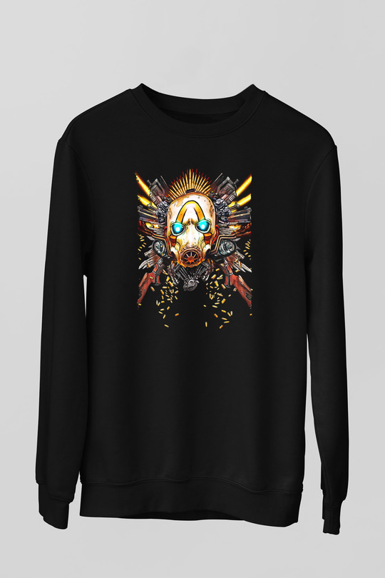 Borderlands Baskılı Unisex Siyah Sweatshirt