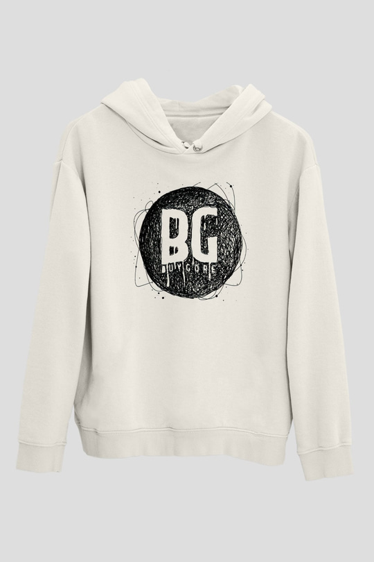 Borgore Beyaz Unisex Kapüşonlu Sweatshirt