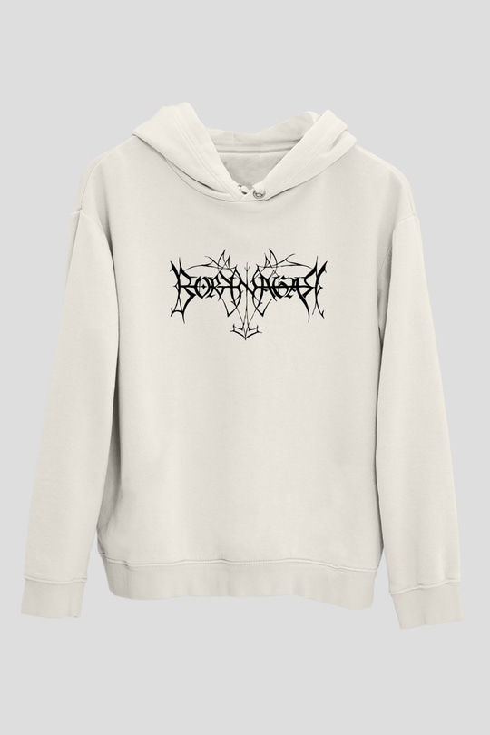 Borknagar Baskılı Beyaz Unisex Kapüşonlu Sweatshirt