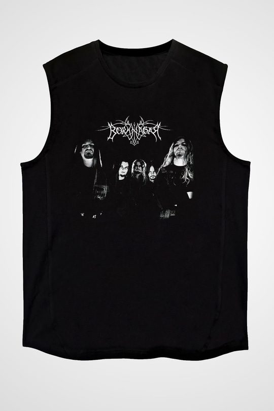 Borknagar Baskılı Unisex Siyah Kolsuz Tişört - Tshirt