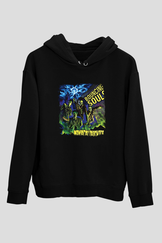 Bouncing Souls Baskılı Unisex Siyah Hoodie