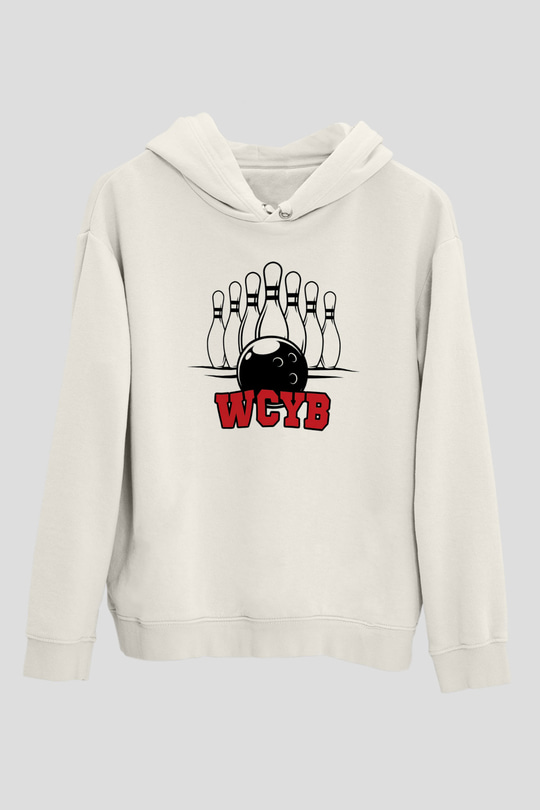 Bovling Beyaz Unisex Kapüşonlu Sweatshirt
