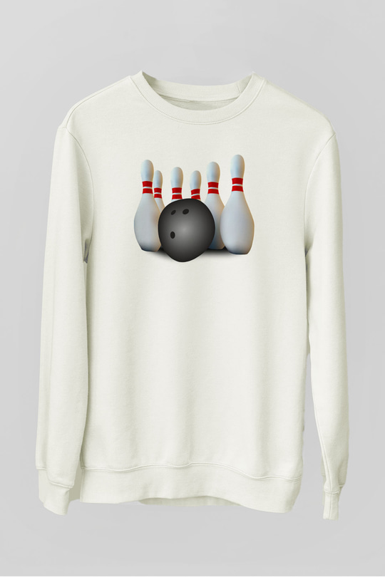 Bovling Beyaz Unisex Sweatshirt