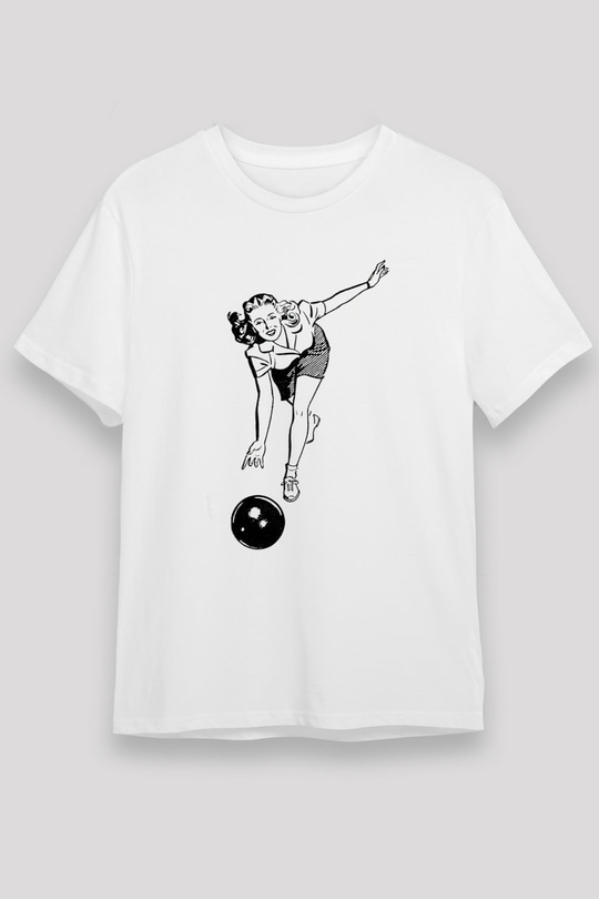 Bovling Beyaz Unisex Tişört T-Shirt - TişörtFabrikası