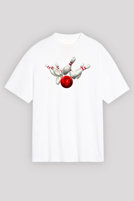 Bovling Beyaz Unisex Tişört T-Shirt - TişörtFabrikası
