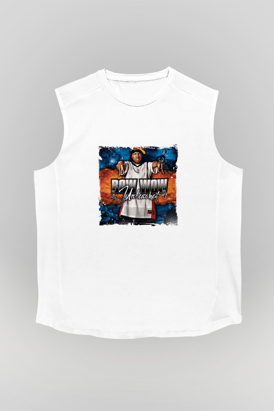 Bow Wow Baskılı Unisex Beyaz Kolsuz Tişört