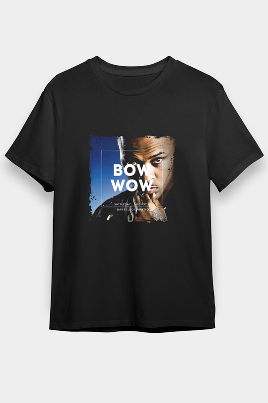 Bow Wow Baskılı Unisex Siyah Tişört